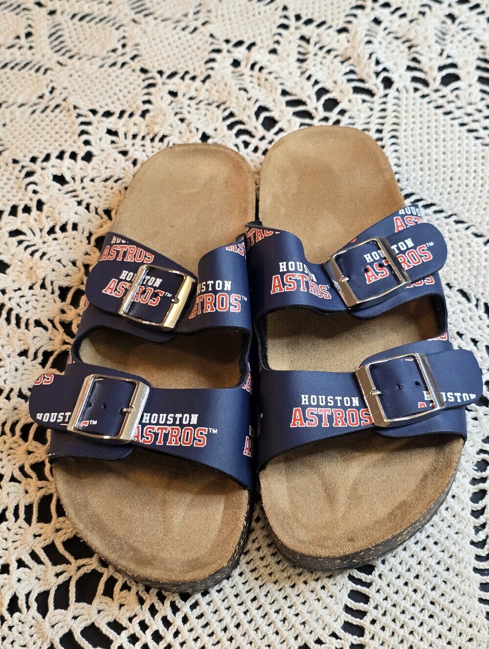 Houston Astros MLB FOCO Double Buckle Sandal New, Mens 7-8